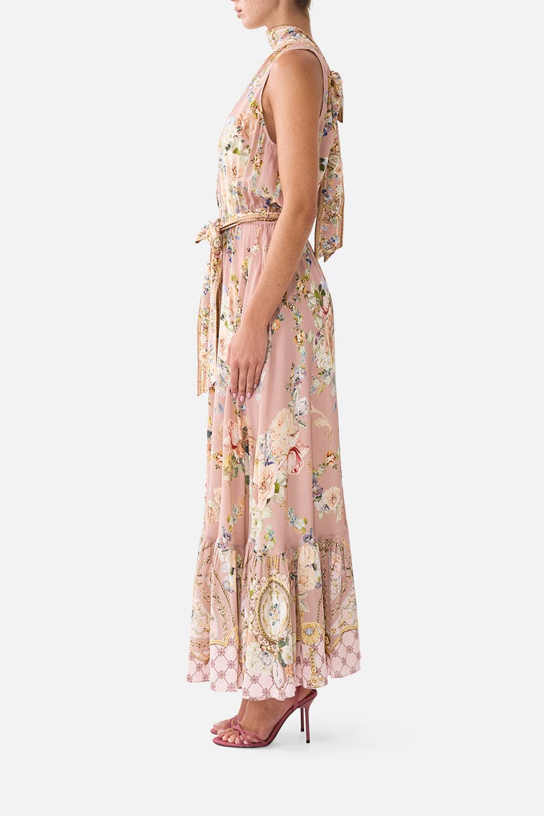 Necktie Dress With Elasticated Waist, Alternate, color, Chamber Of Blooms