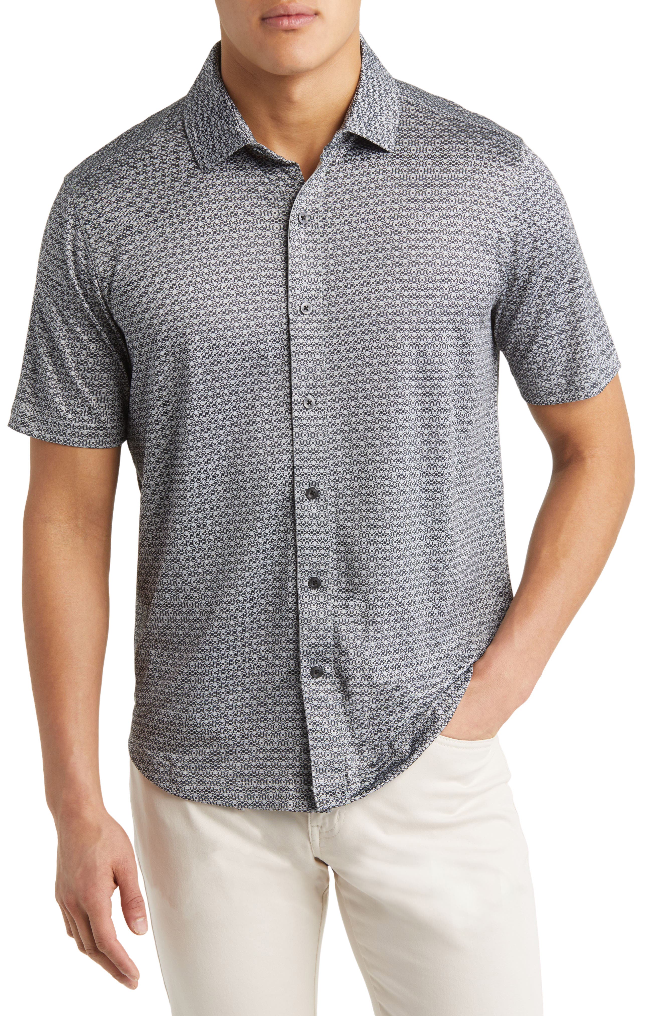 XC4 Geo Print Performance Short Sleeve Button-Up Shirt