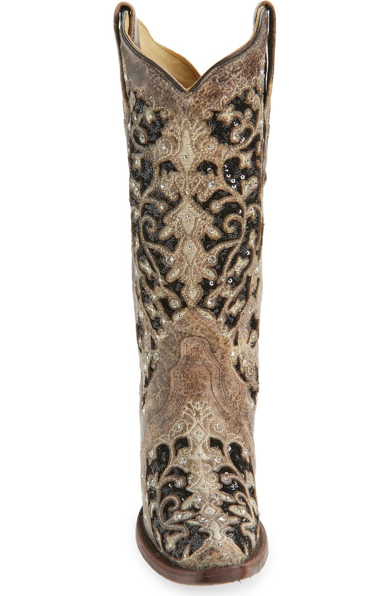 CORRAL Sequin Mid Calf Western Boot, Alternate, color, Brown