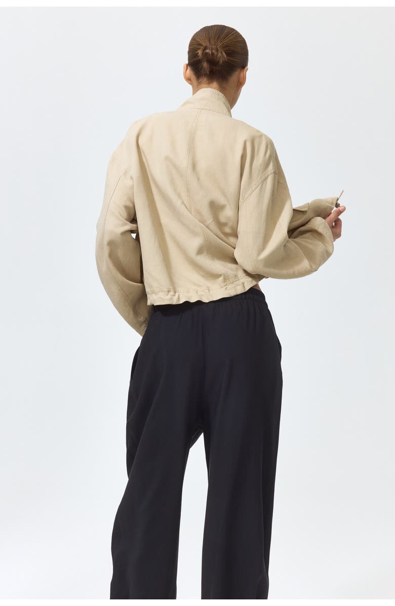 H&M Barrel Drawstring Trousers, Alternate, color, Black