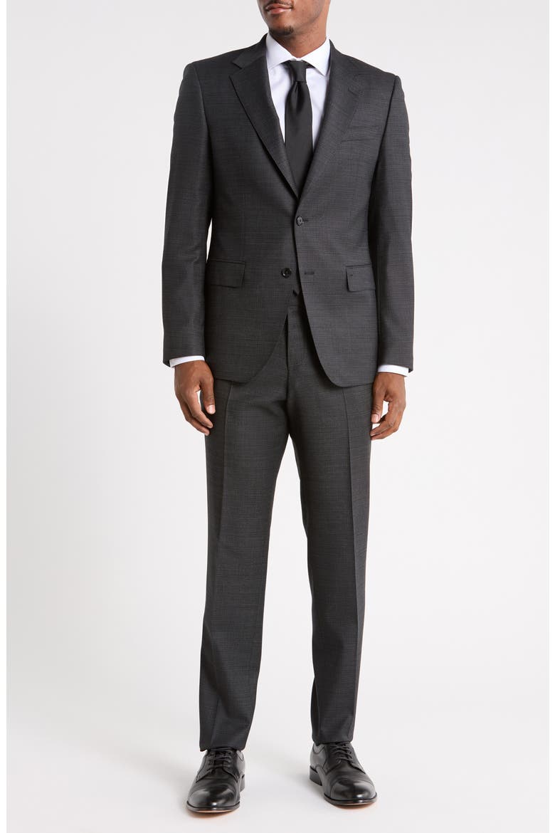 Huge Stretch Virgin Wool Suit, Main, color, GREY