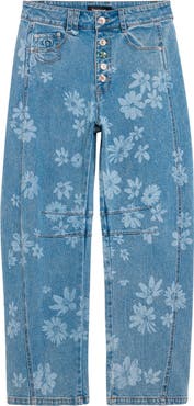 Desigual Floral Pattern Straight Leg Jeans