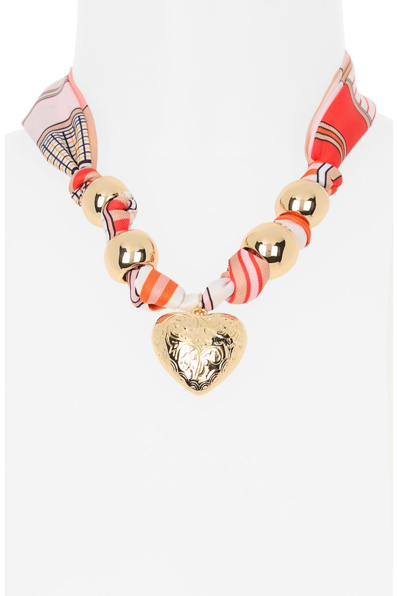 Heart Pendant Scarf Necklace, Alternate, color, ORANGE