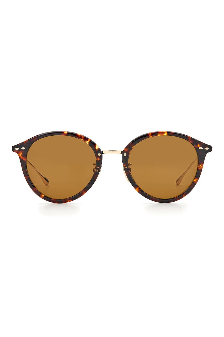 52mm Round Sunglasses, Main, color, HAVANA GOLD/ BROWN