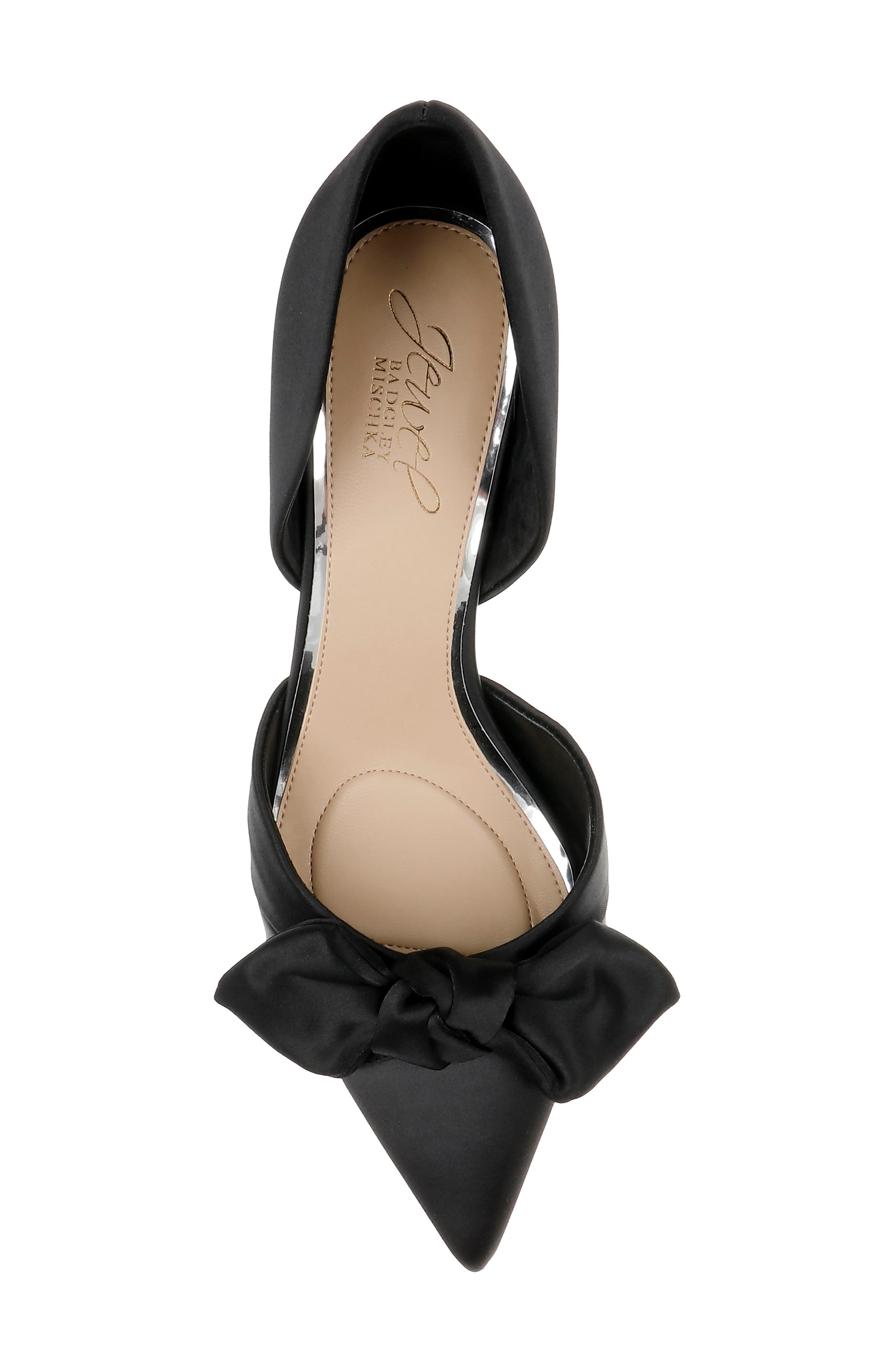 Jewel Badgley Mischka Emelia d'Orsay Pointed Toe Pump, Alternate, color, Black Satin