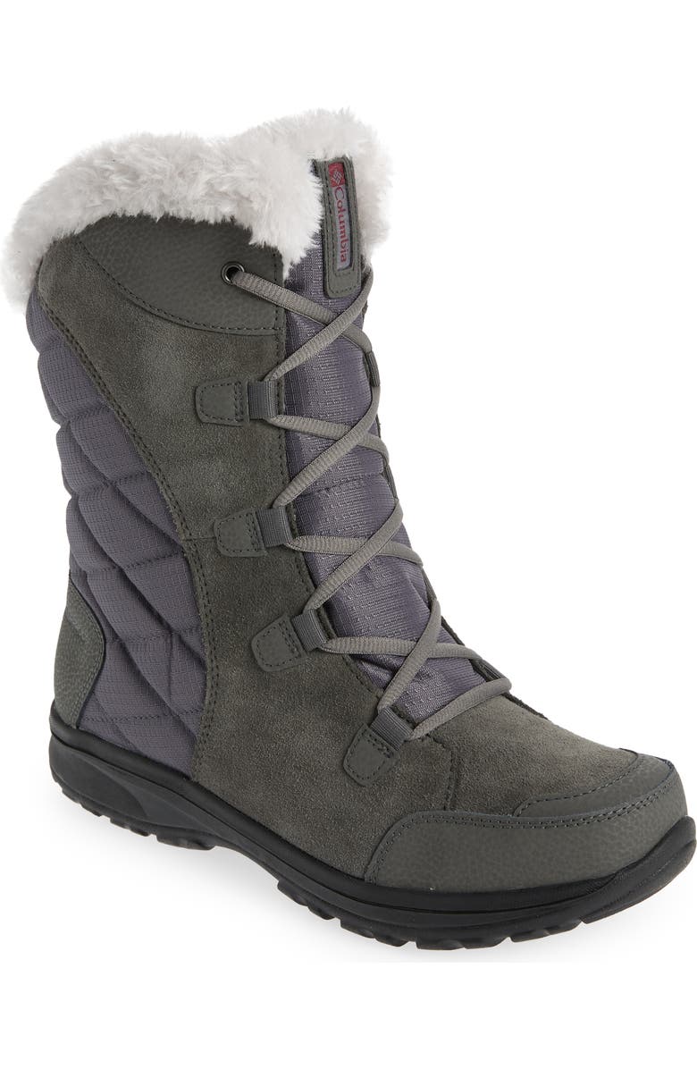 Columbia Ice Maiden II Faux Fur Lined Boot, Main, color, Black Columbia Grey