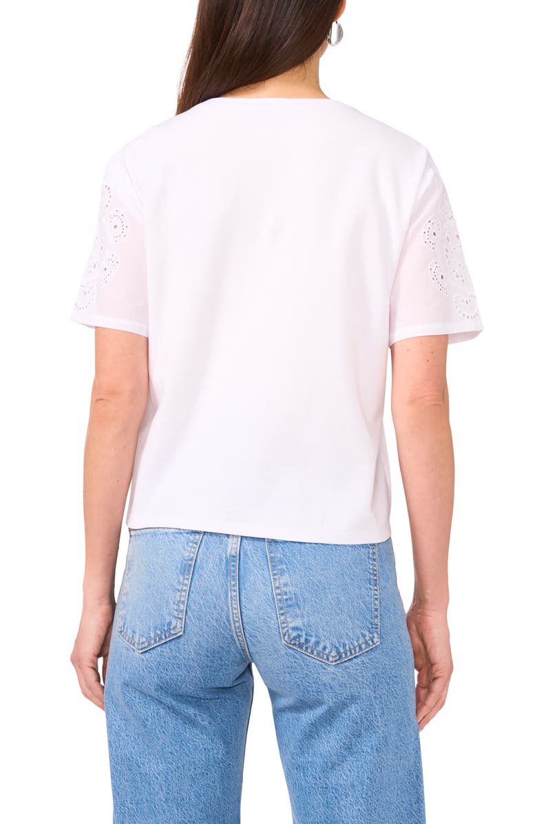 Vince Camuto Eyelet Sleeve Cotton Blend T-Shirt, Alternate, color,