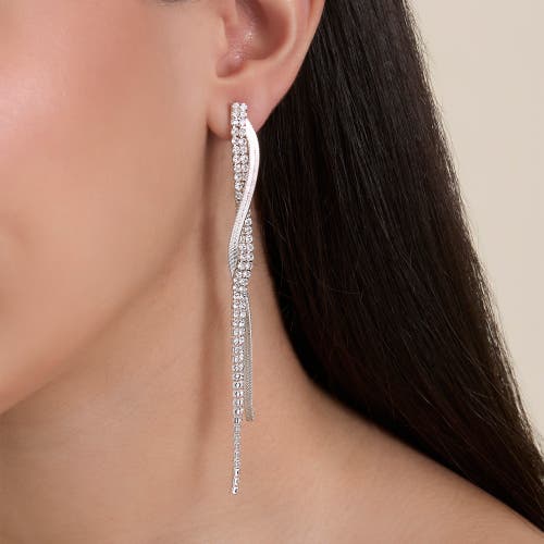 Jessica Simpson Silver Linear Crystal Drop Earrings In Silver