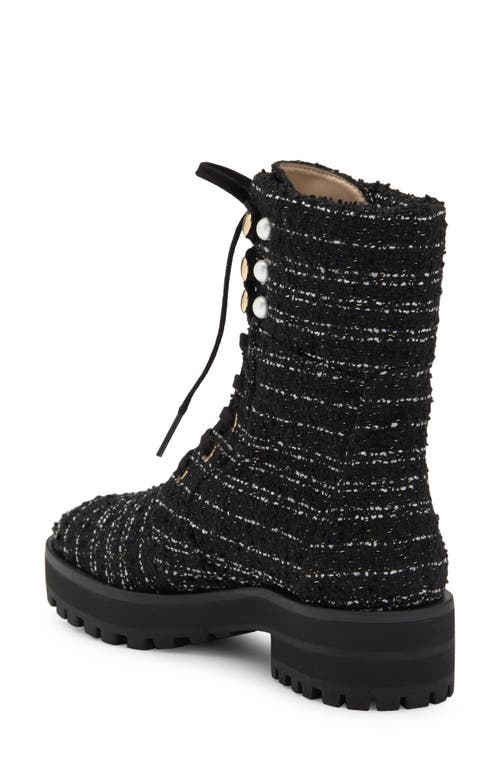 Stuart Weitzman Pearly Lace-up Lug Sole Bootie In Black
