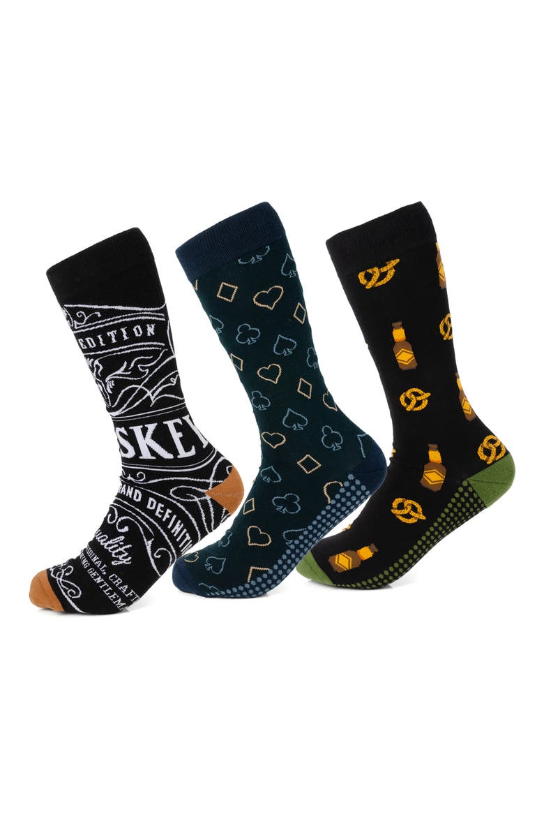 3-Pack Gentlemen's Night Out Crew Socks, Main, color, BLACK MULTI