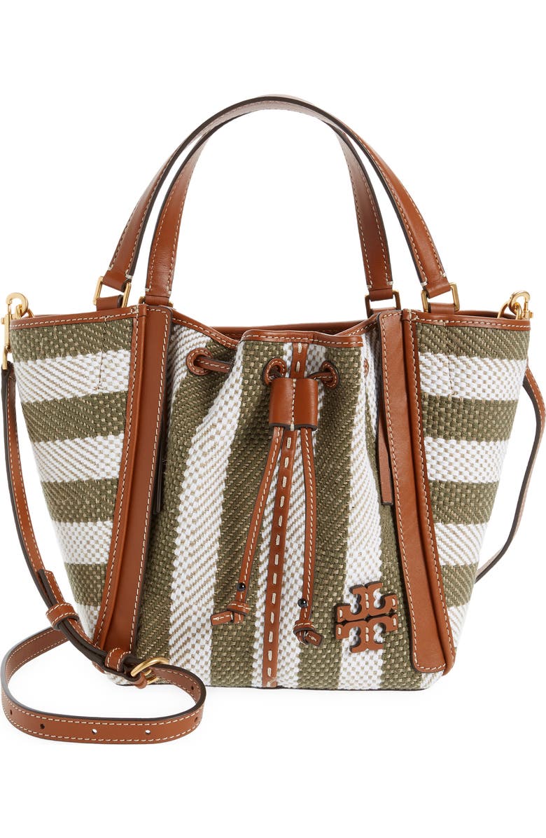 Tory Burch McGraw Stripe Dragonfly Drawstring Satchel, Main, color,