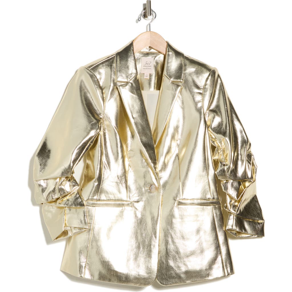 Cinq À Sept Khloe Metallic Faux Leather Blazer In Gold