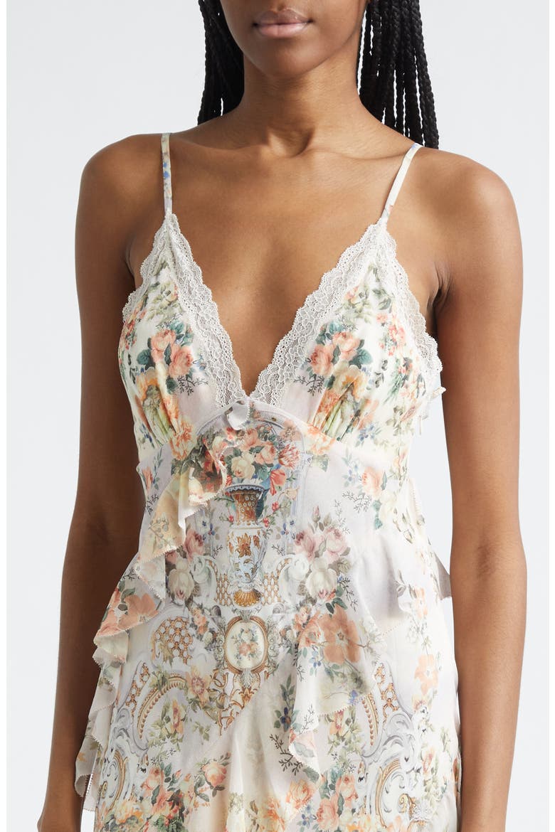 Floral Ruffle Silk Slipdress, Alternate, color, TWILIGHT IN ISTANBUL
