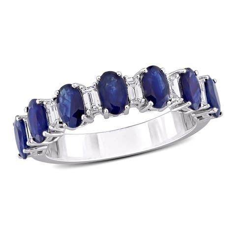 Sapphire & Diamond Anniversary Band 14k