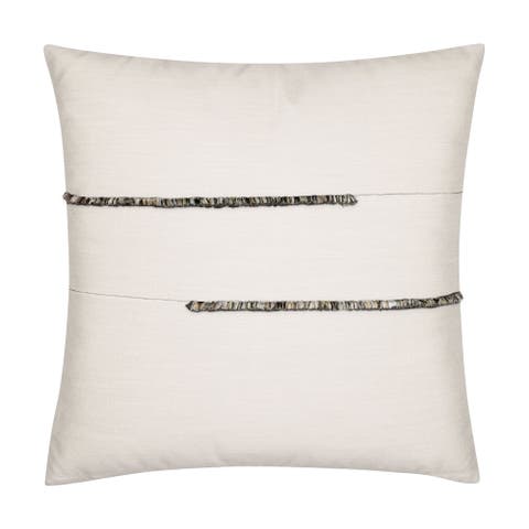Micro Fringe Square Indoor & Outdoor Square Woven Accent Pillow With Chenille Accents