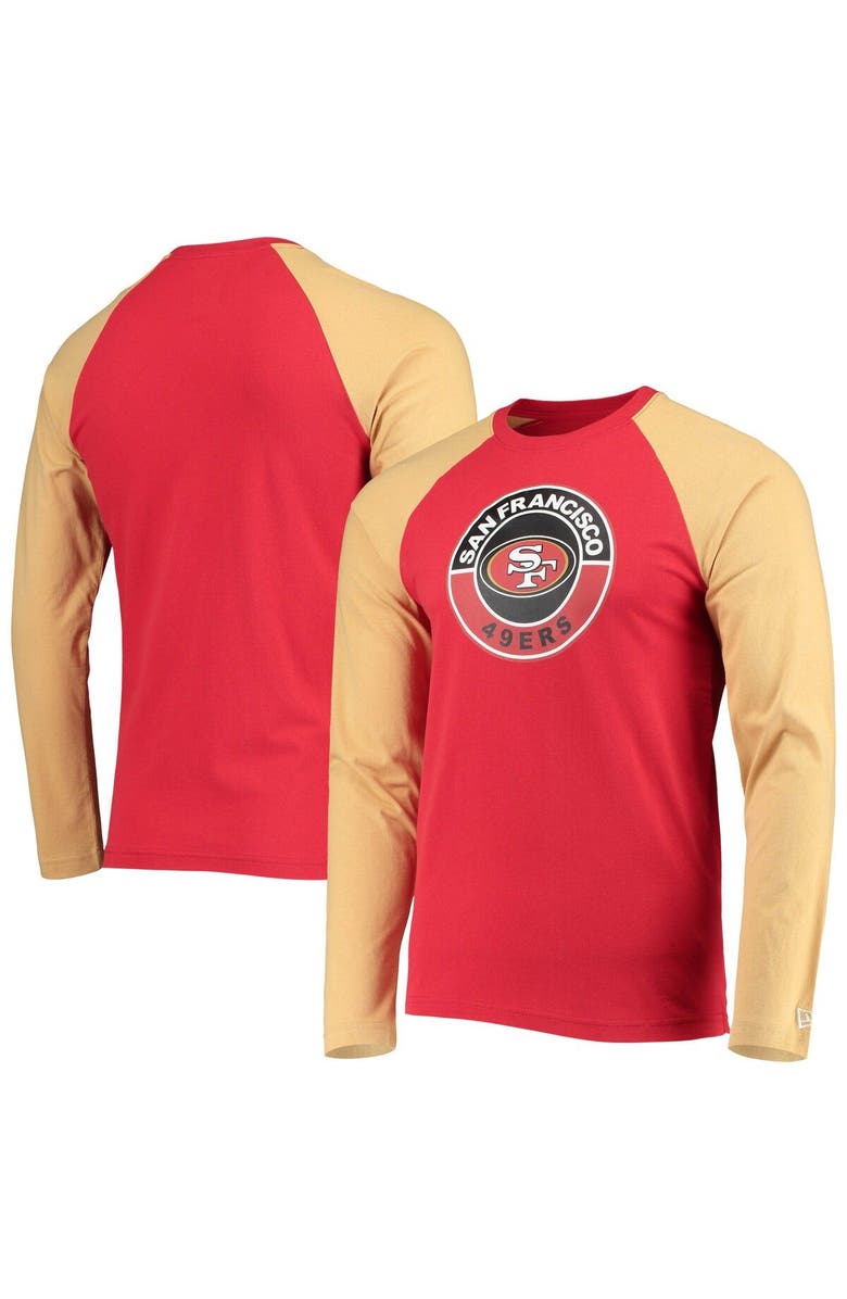 New Era Men's New Era Scarlet/Gold San Francisco 49ers League Raglan Long Sleeve T-Shirt, Alternate, color, 