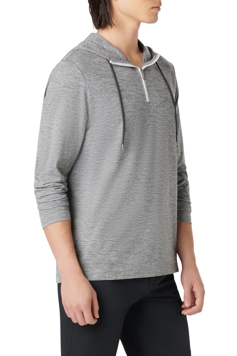 Quarter Zip Performance Hoodie, Alternate, color, HEATHERED BLACK