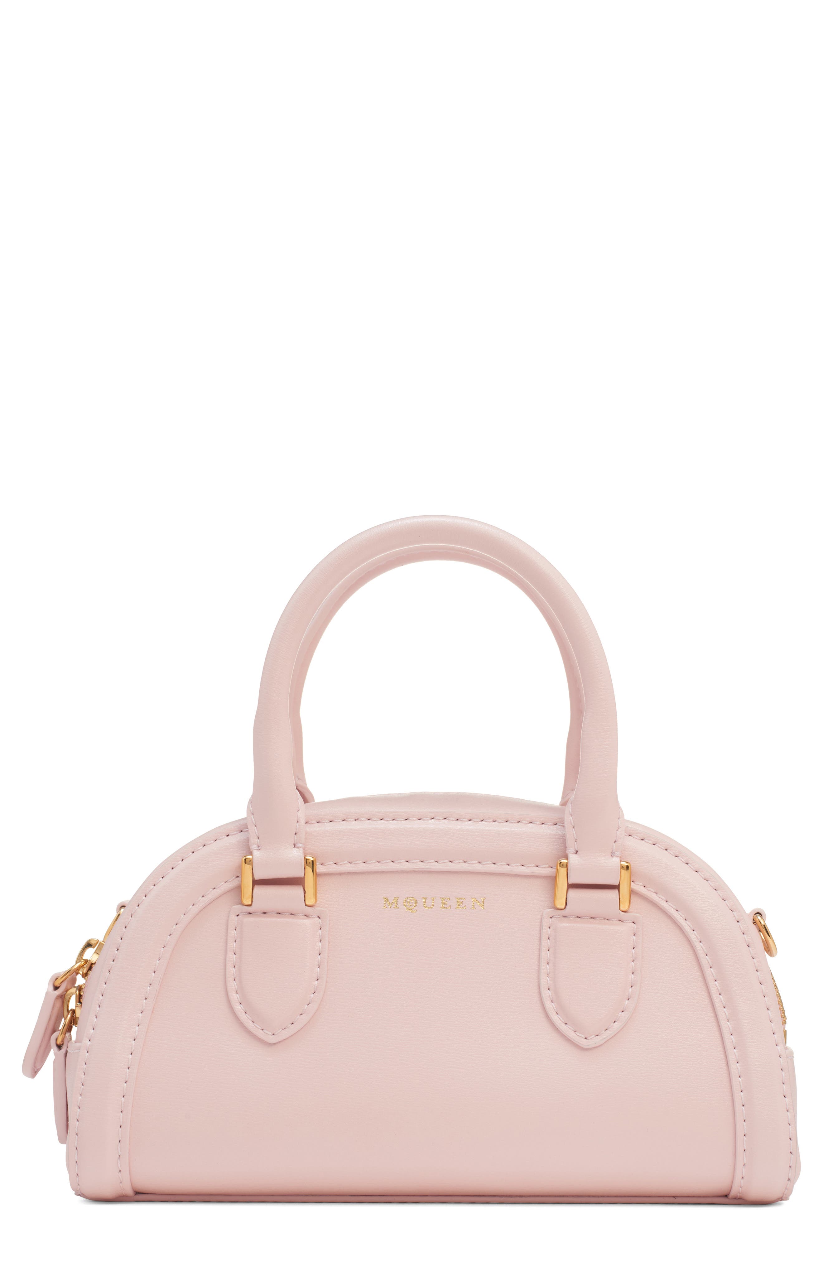 McQueen Mini Birdee Boston Handbag, Main, color, Rose/ Gold
