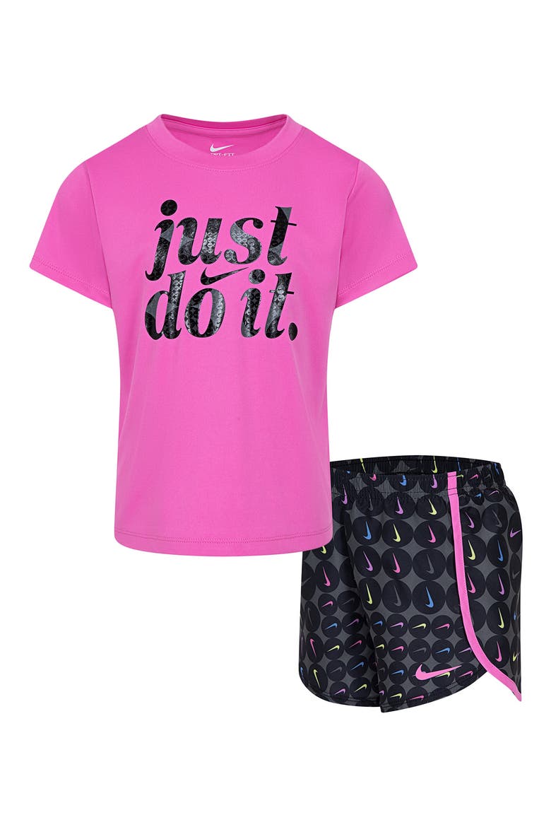 Kids' Dri-FIT Essentials Just Do It Sprinter T-Shirt & Shorts Set, Alternate, color, BLACK
