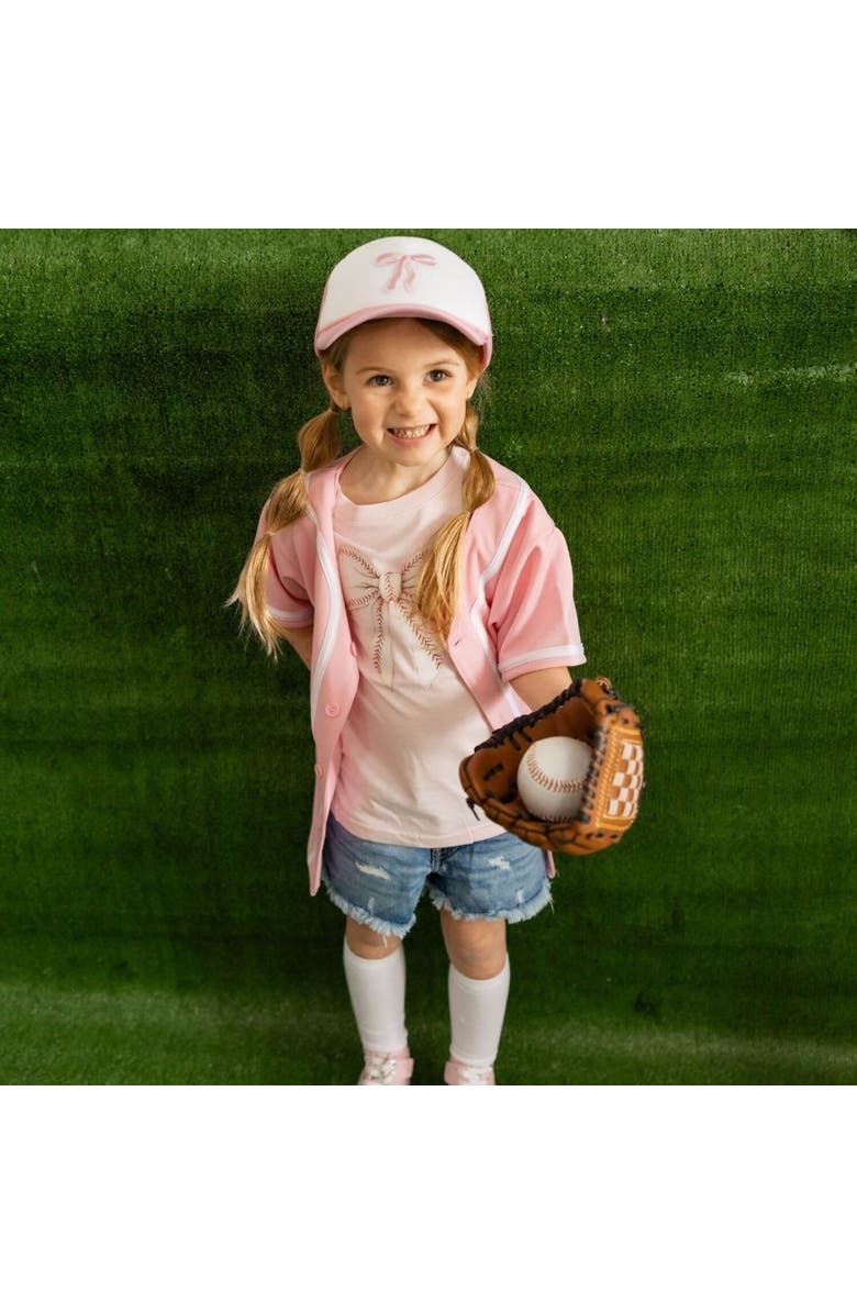 Sweet Wink Baseball Bow Short Sleeve T-Shirt, Alternate, color, Pink