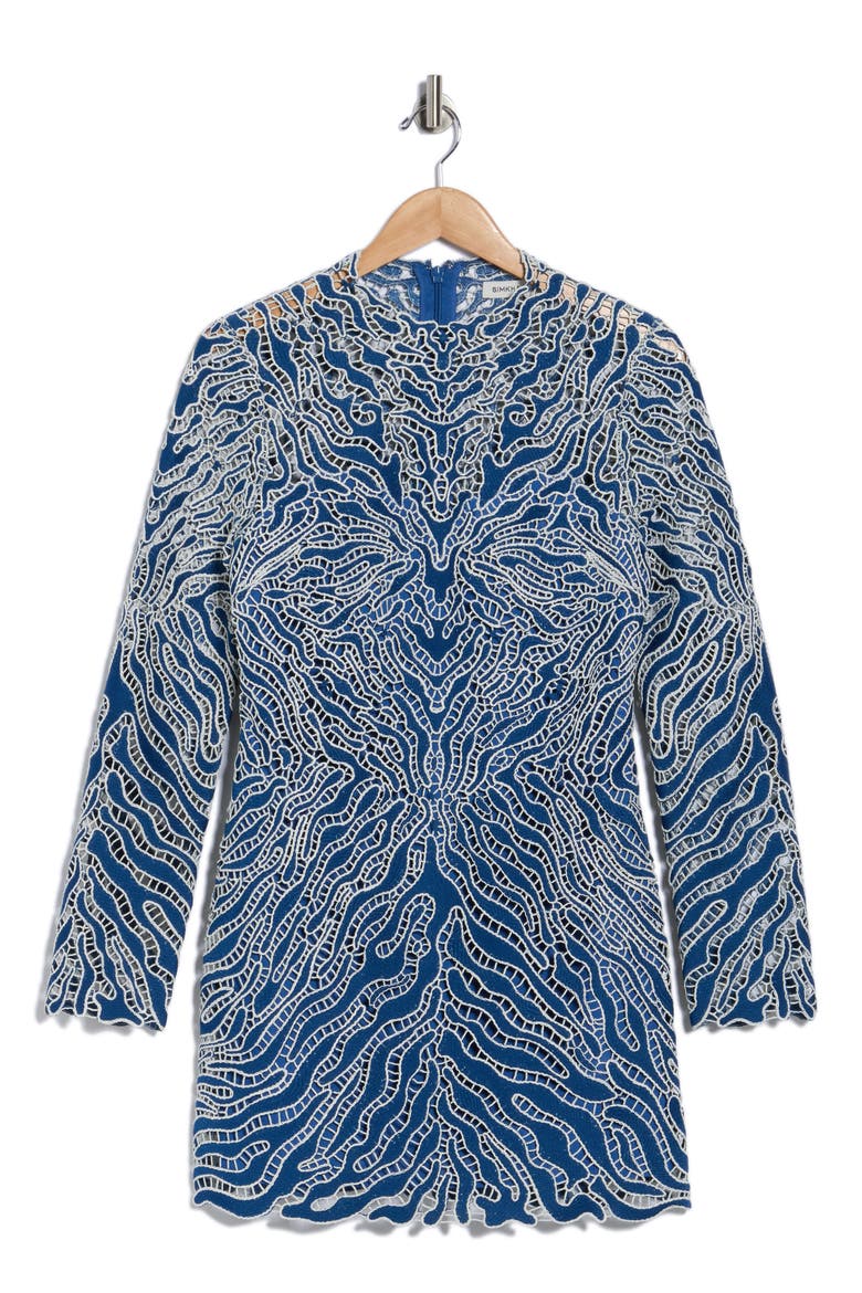 Charis Long Sleeve Lace Minidress, Alternate, color, MARINE MULTI