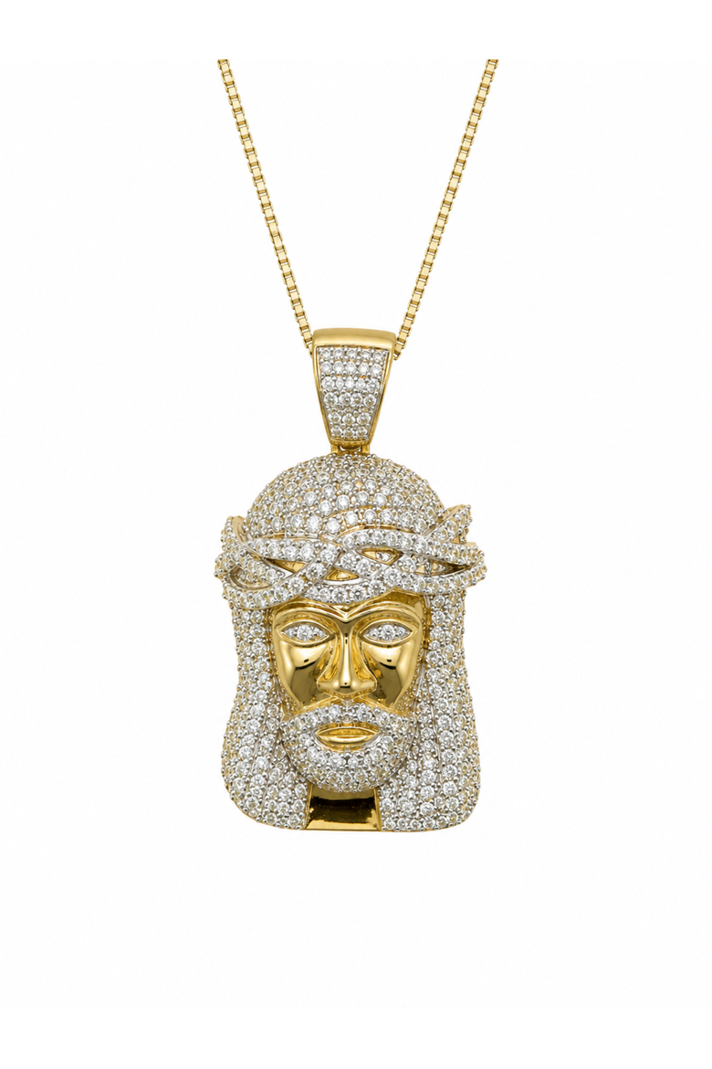 Guiding Light 10K Gold 1.4 Ct Diamond Jesus Pendant, Alternate, color, 10K Yellow Gold