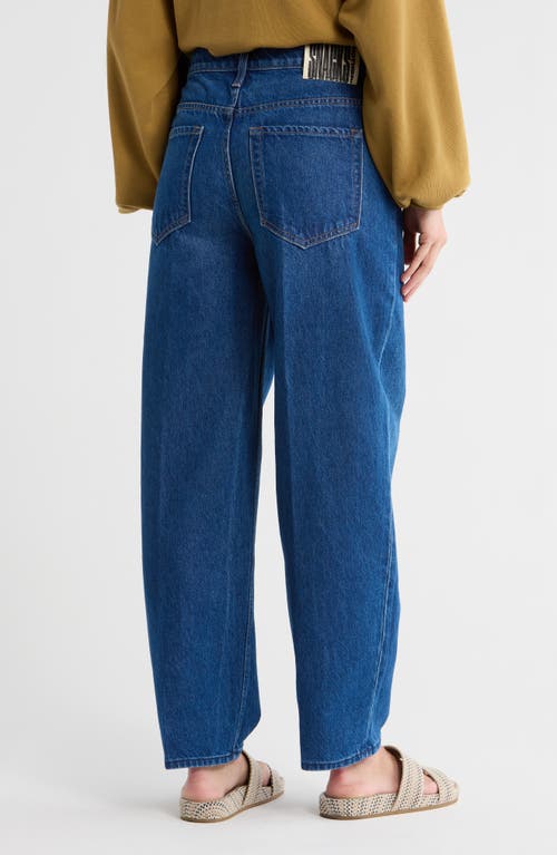 Mother Snacks! The Peeler Ankle Barrel Leg Jeans In Blue