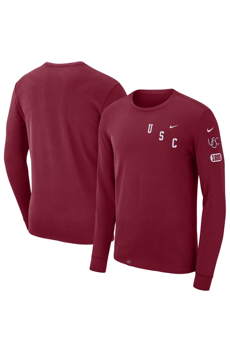 Nike Men's Nike Cardinal USC Trojans Repeat Logo 2-Hit Long Sleeve T-Shirt, Alternate, color,