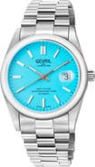 GEVRIL Automatic West Village Light Blue Aqua Dial Stainless Steel Bracelet Watch, 40mm