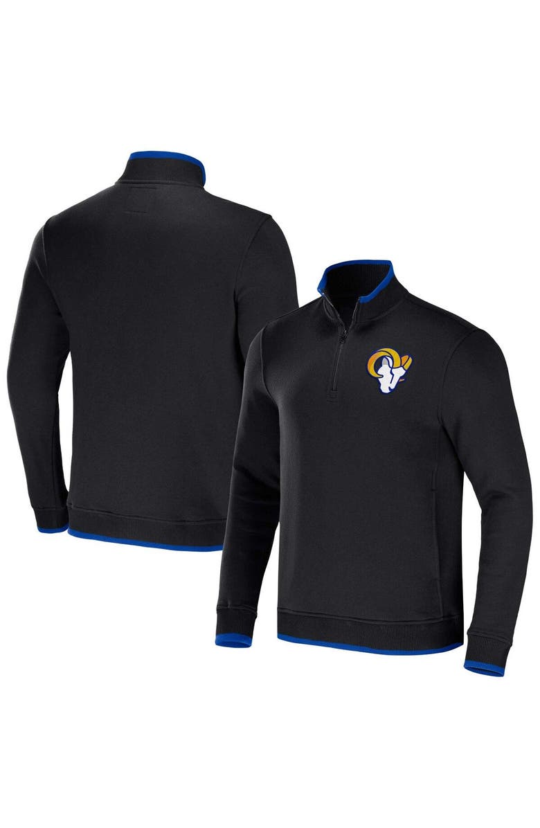 NFL X DARIUS RUCKER Men's NFL x Darius Rucker Collection by Fanatics Black Los Angeles Rams Logo Quarter-Zip Top, Main, color, Black