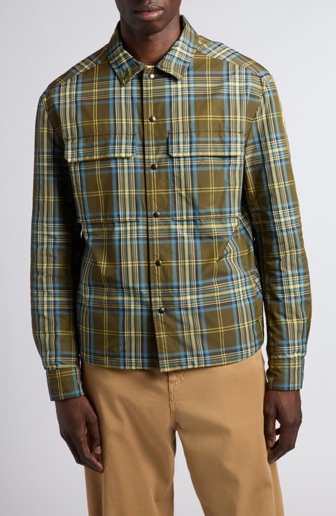 Plaid Nylon Snap-Up Shirt