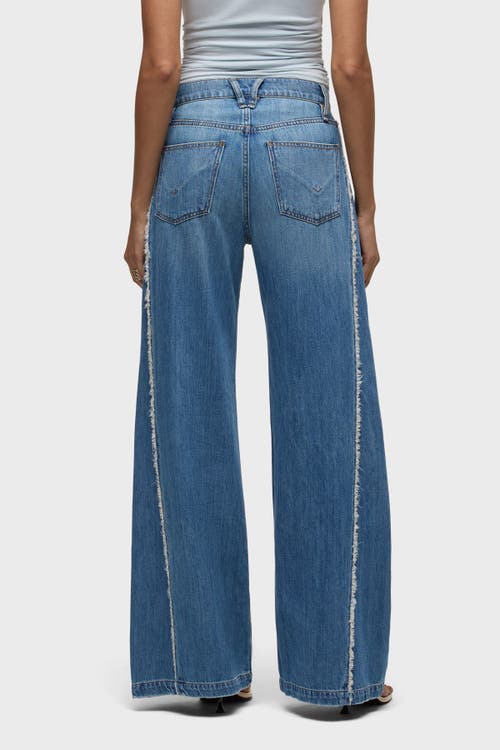 Hudson Jodie Wide Leg Frayed Seam Jeans In Unravel