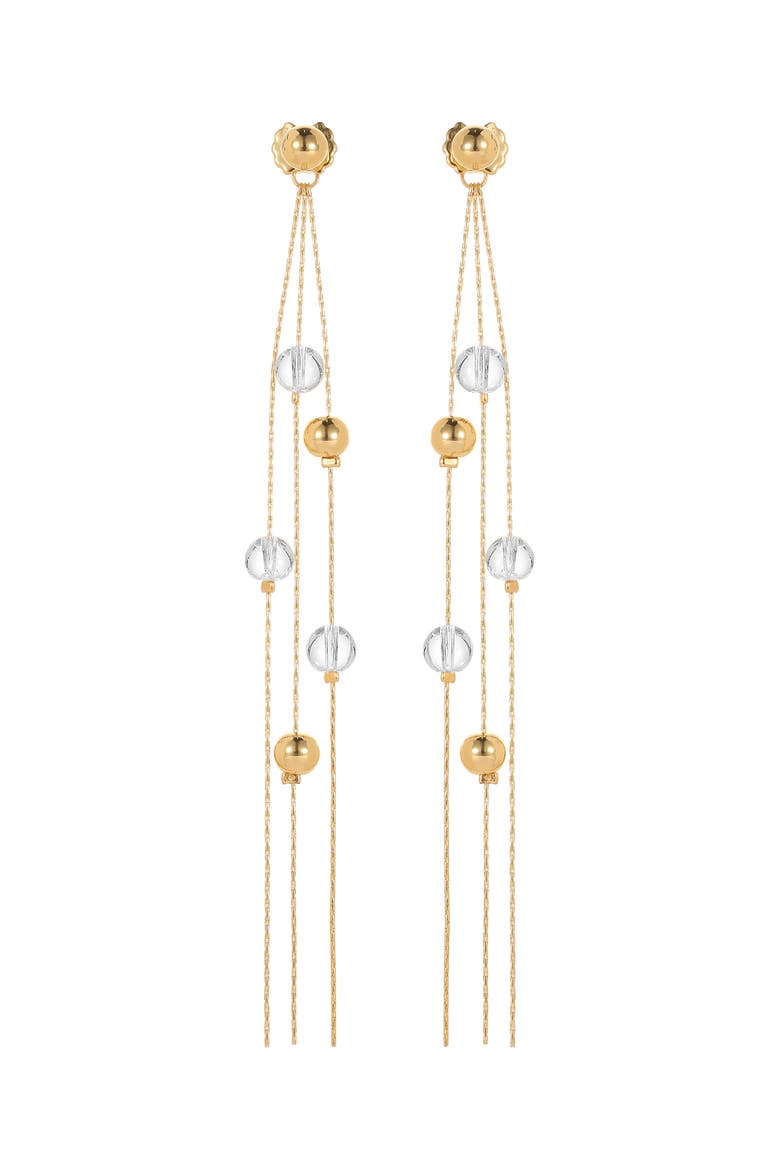 FrostLily Mini Clear Crystal and Bead Drop Earrings, Main, color, Gold