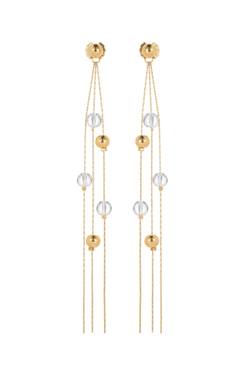 Classicharms FrostLily Mini Clear Crystal and Bead Drop Earrings, Main, color, Gold