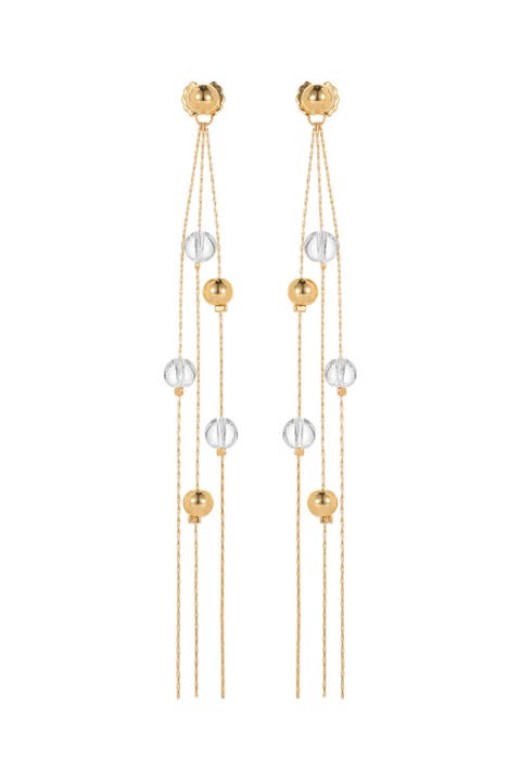 FrostLily Mini Clear Crystal and Bead Drop Earrings