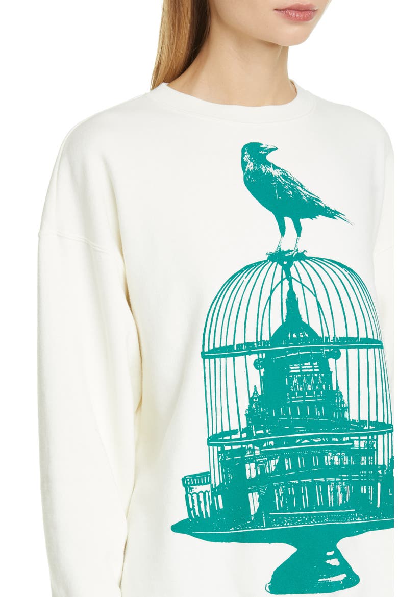 Crow Graphic Sweatshirt, Alternate, color, OFF-WHITE