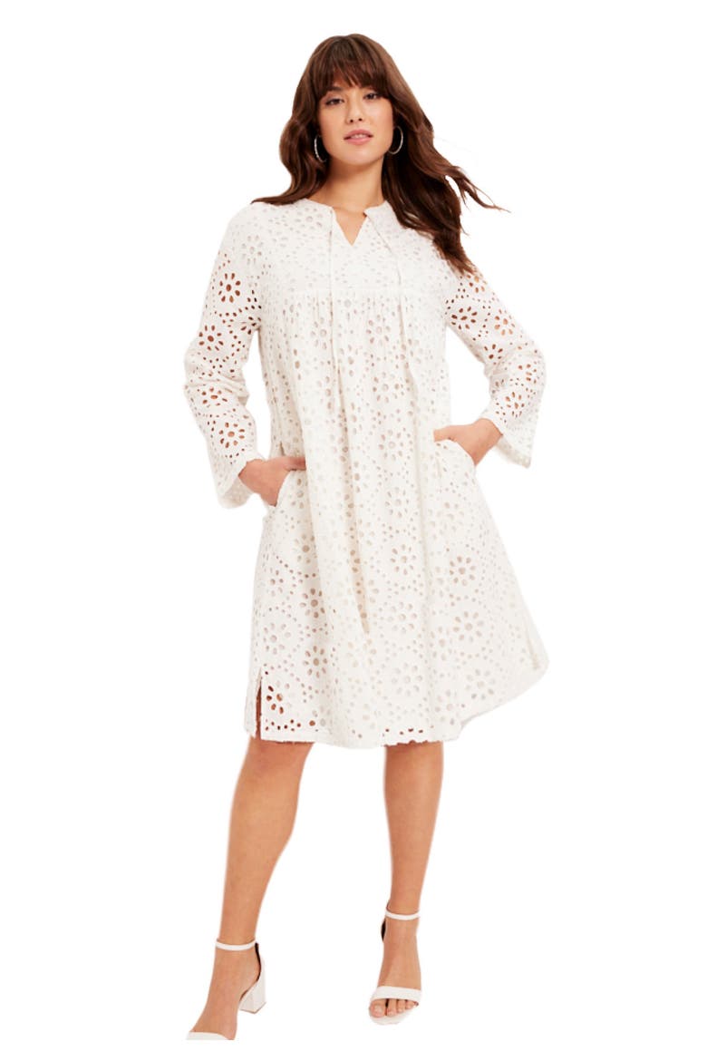 Eyelet Midi Shirtdress, Main, color, WHITE