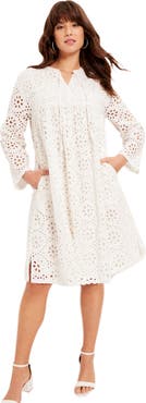 June + Vie Eyelet Midi Shirtdress