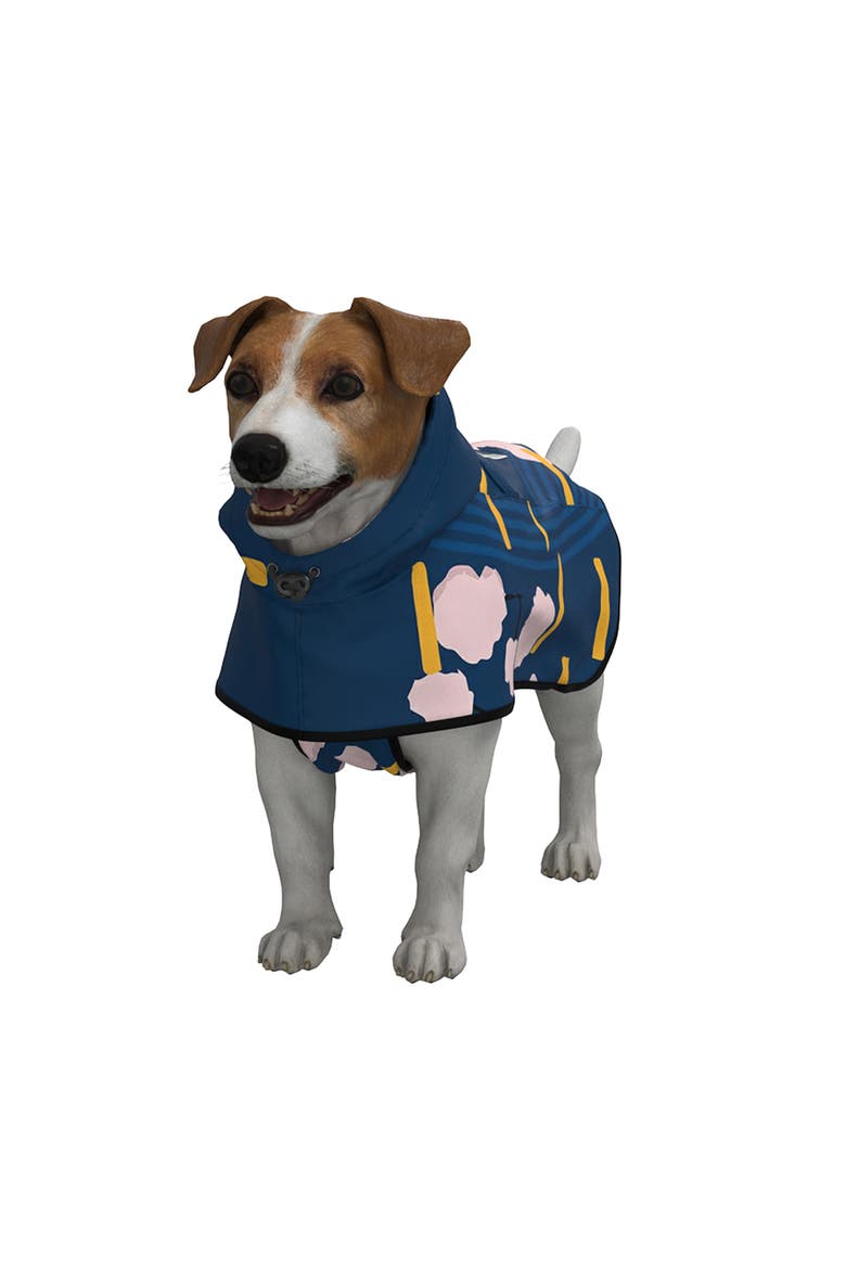Dog Rain Poncho Japanese Blossom, Alternate, color, Blue