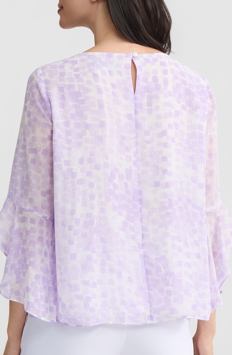 KASPER Ruffle Sleeve Top, Alternate, color, Lavndr Mist Mlt