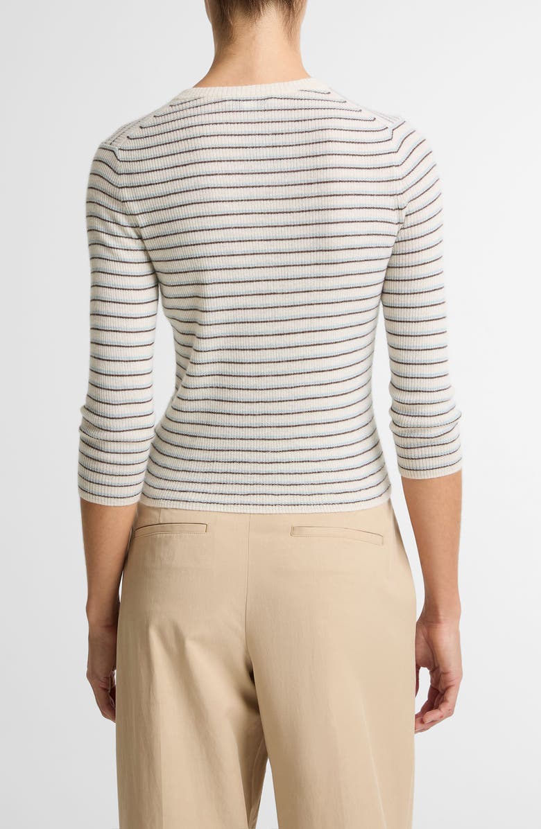 Vince Stripe Cashmere & Silk Sweater, Alternate, color, Clearwater/ Bark Comb