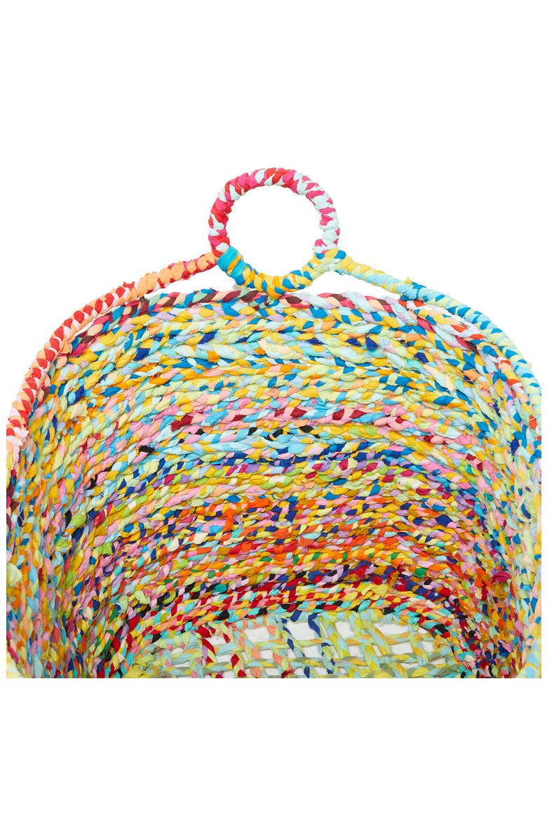 Multi Colored Cotton Bohemian Storage Basket with Handles, Alternate, color, MULTI