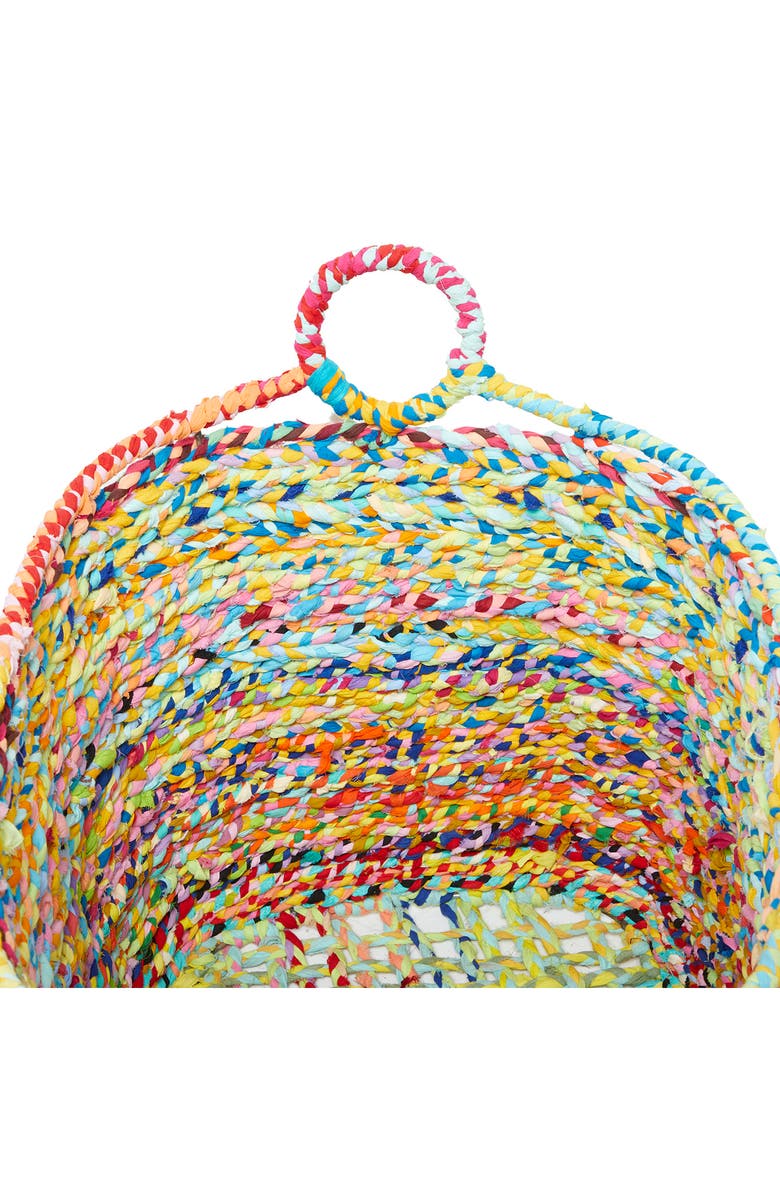 GINGER BIRCH STUDIO Multi Colored Cotton Bohemian Storage Basket with Handles, Alternate, color, Multi