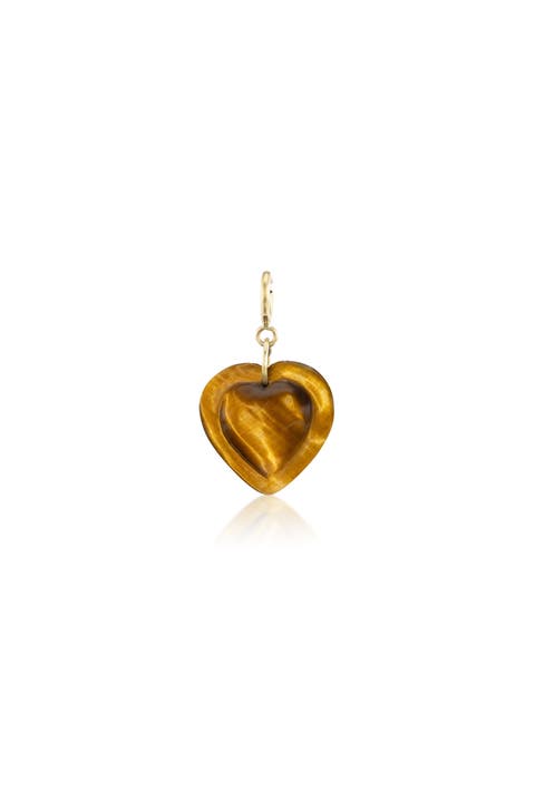 Tiger's Eye Cut Heart Charm