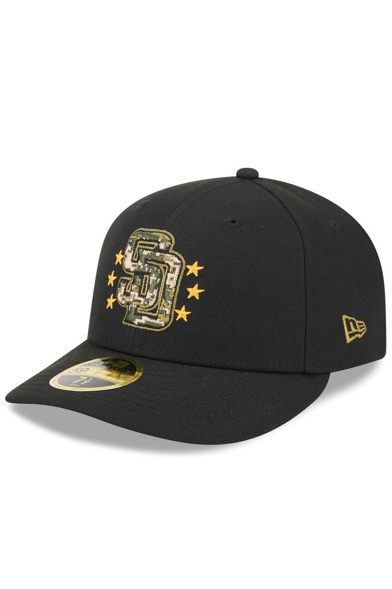 Men's New Era  Black San Diego Padres 2024 Armed Forces Day Low Profile 59FIFTY Fitted Hat, Alternate, color, Black