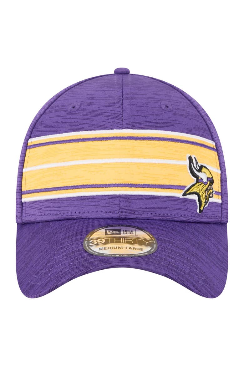 Men's New Era  Purple Minnesota Vikings Stripes 39THIRTY Flex Hat, Alternate, color, Purple
