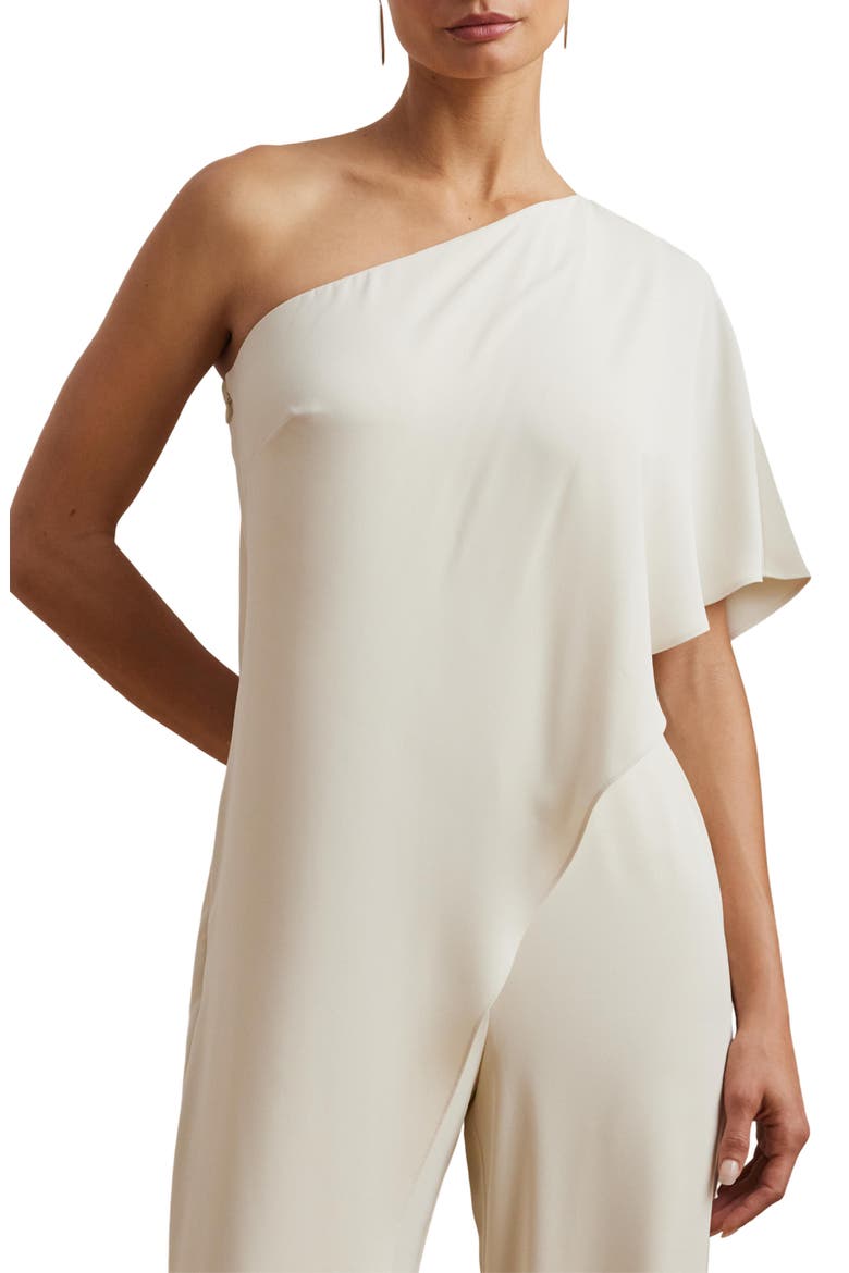 April One-Shoulder Georgette Jumpsuit, Alternate, color, MASCARPONE CREAM