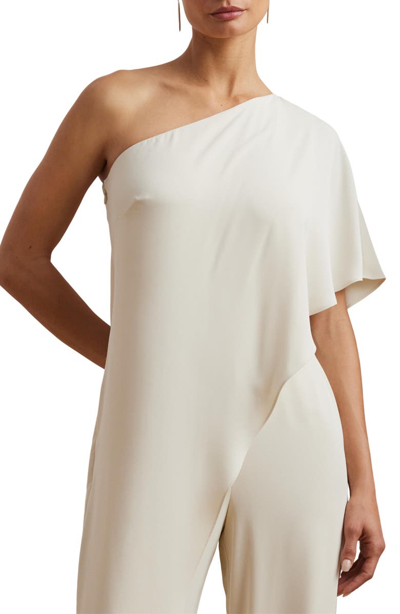 Lauren Ralph Lauren April One-Shoulder Georgette Jumpsuit, Alternate, color, Mascarpone Cream