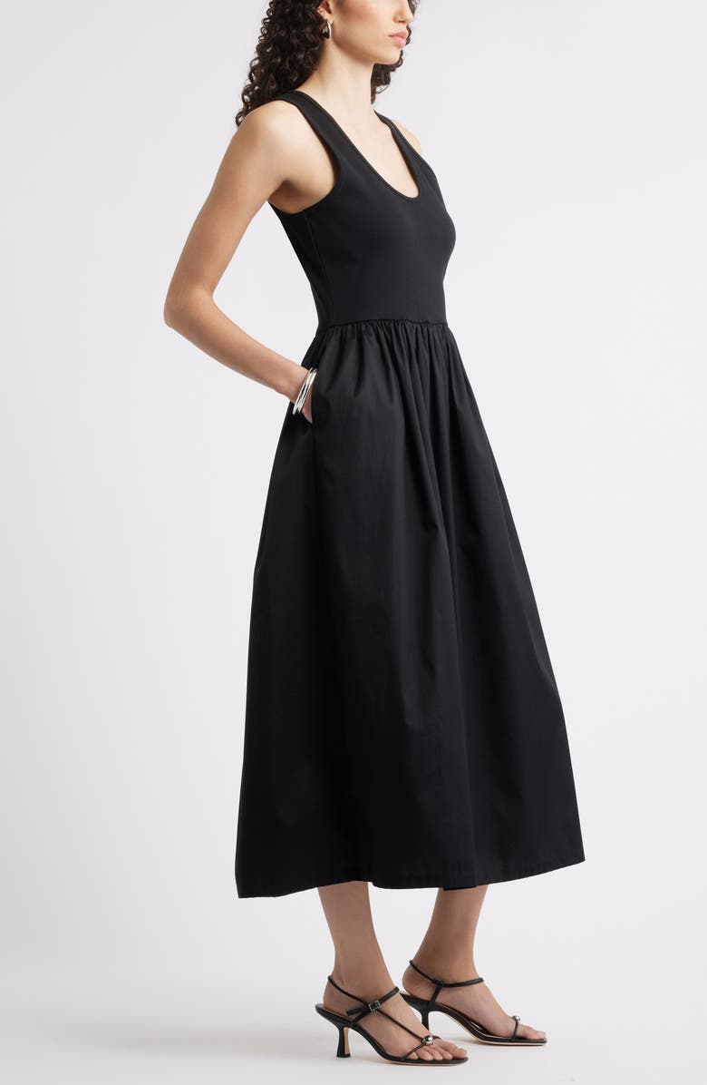 Nordstrom Mixed Media Stretch Cotton Tank Maxi Dress, Alternate, color, Black