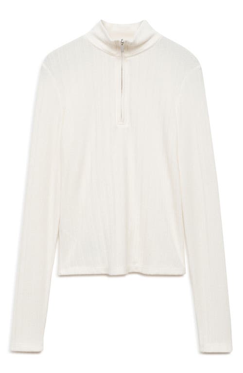 Mango Half Zip Sweater In Off White